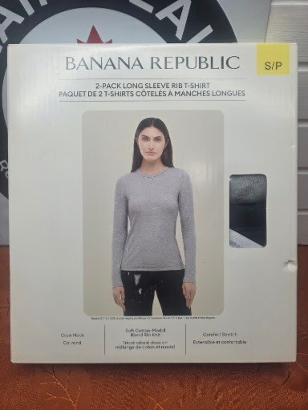 Banana Republic Women's Long Sleeve Rib T-Shirt 2-Pack Heather Grey & Black S